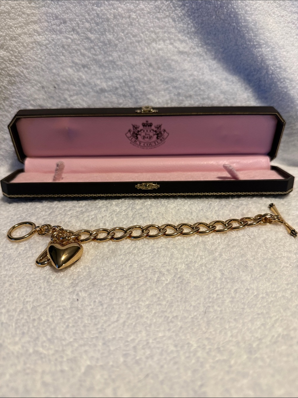 Juicy Couture Gold Heart Toggle Charm Bracelet